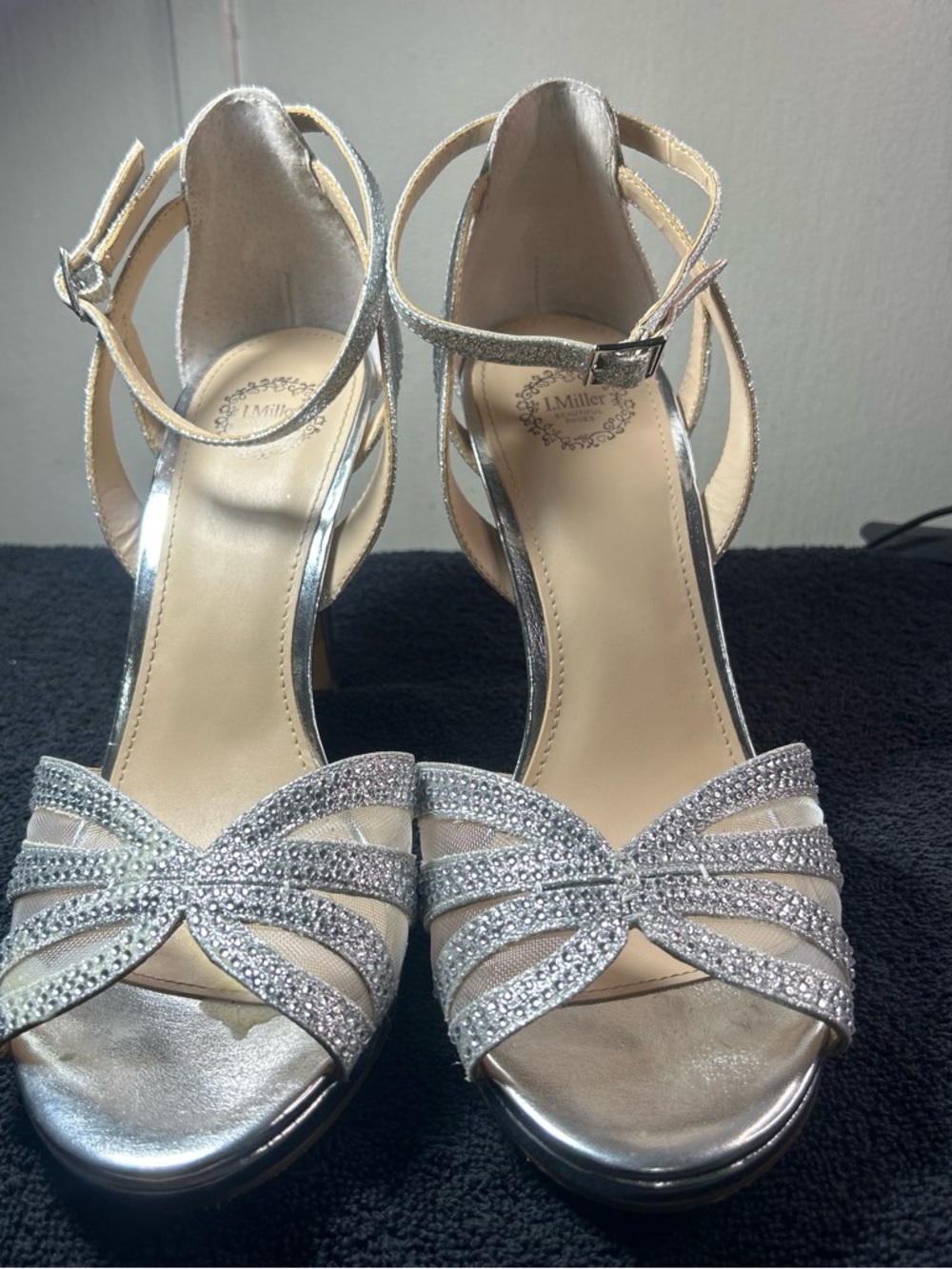 Silver Rhinestone Strappy Evening Sandals